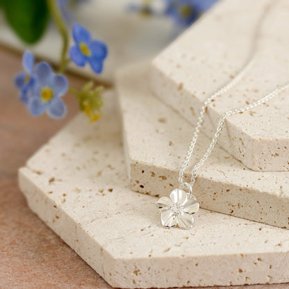 Forget-Me-Not Flower Personalised Silver Charm