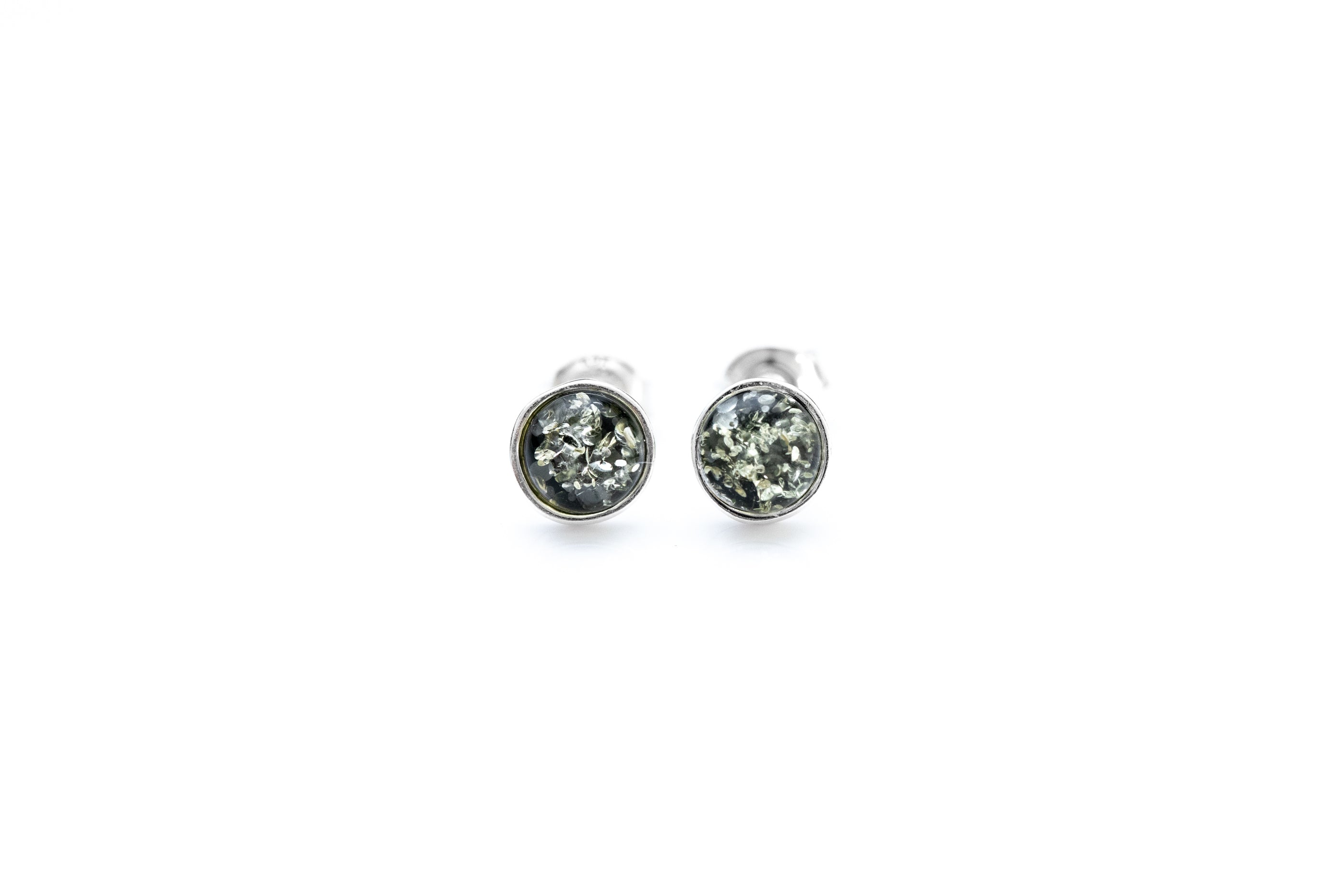 Boucles d'oreilles clous ESSENTIALS mini vert ambre