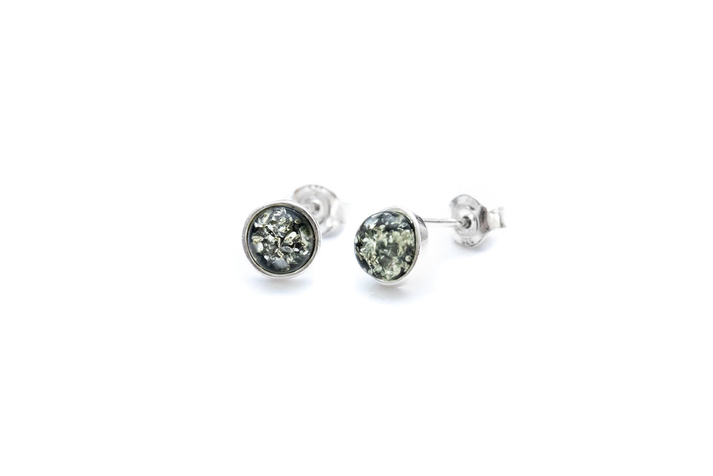 Boucles d'oreilles clous ESSENTIALS mini vert ambre