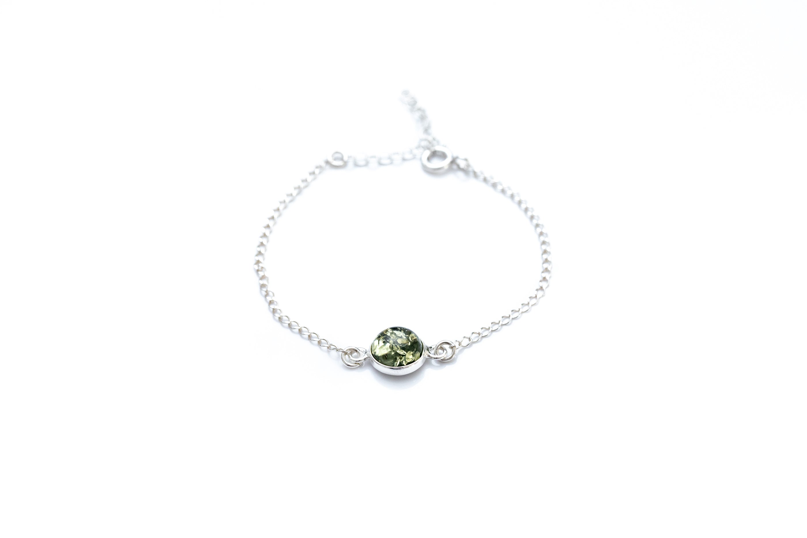 ESSENTIALS Green Amber Link Chain Bracelet