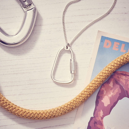Climbing Carabiner Silver Necklace