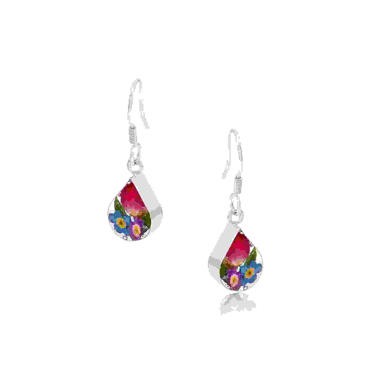 Mixed Flower Teardrop Dangle Drop Earrings