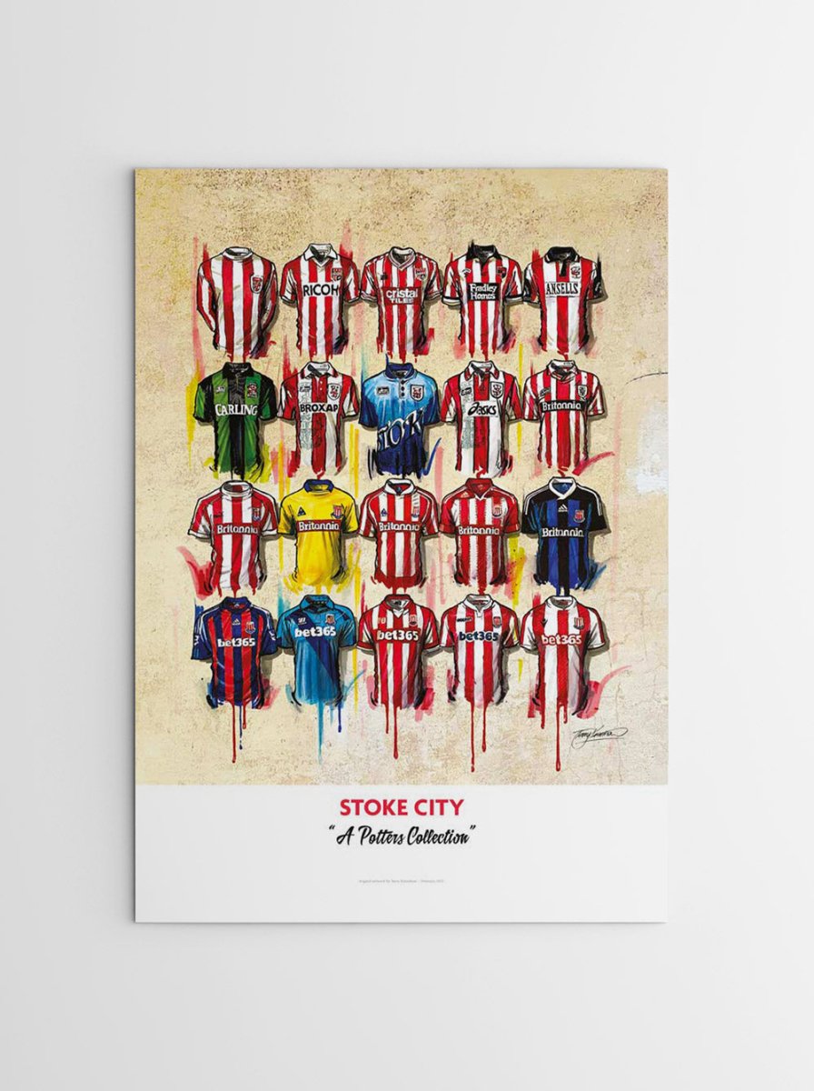 Stoke City FC Shirts - A2 Signed Limited Edition Prints