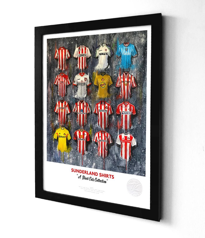 Sunderland A3 Framed Print – Iconic Black Cats Shirt Wall Art