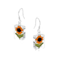 Sunflower Rectangle Drop Earrings