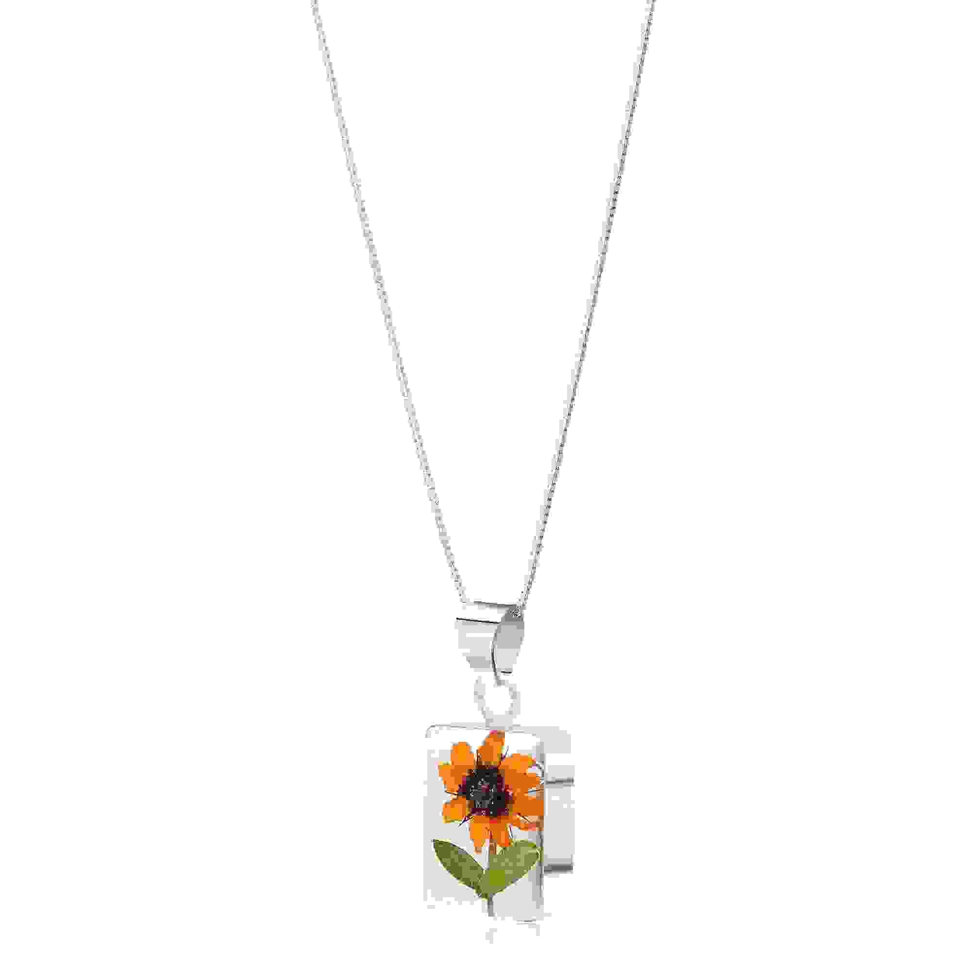 Sunflower Rectangle Pendant Necklace