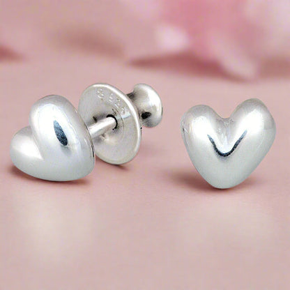 Sweetheart Silver Stud Earrings