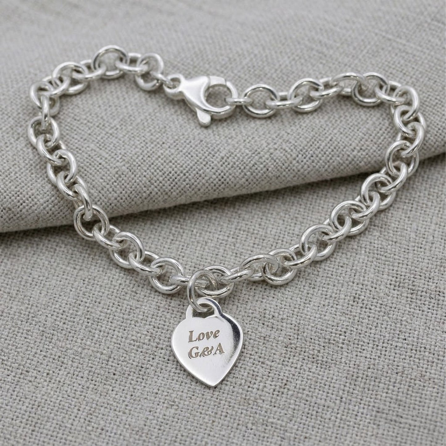 Tiny Heart Tag Personalised Silver Charm Bracelet