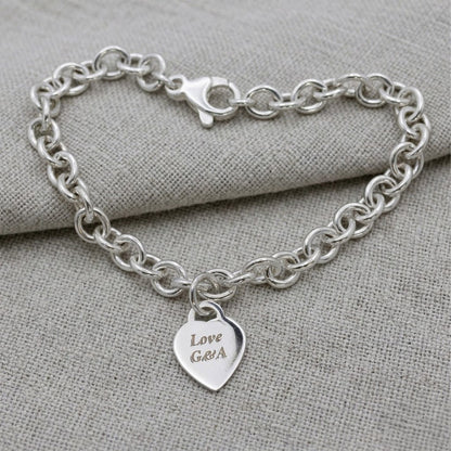 Tiny Heart Tag Personalised Silver Charm Bracelet