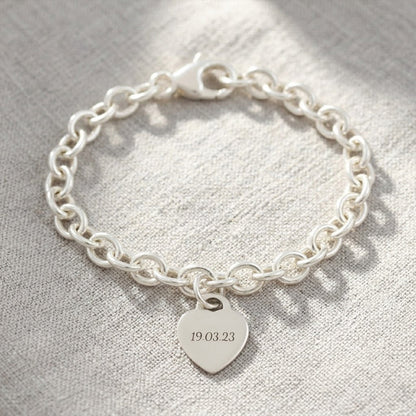 Tiny Heart Tag Personalised Silver Charm Bracelet