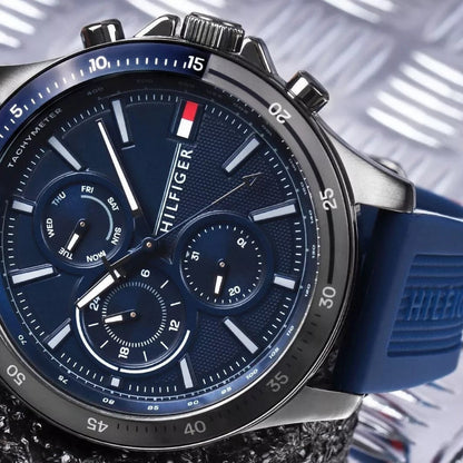 Tommy Hilfiger 1791721 Bank Men's Blue Silicone Watch - SJR London Timepiece