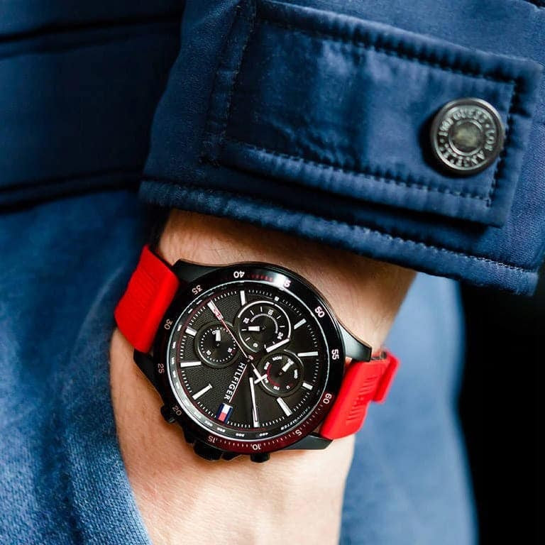 Tommy Hilfiger 1791722 Bank Men's Red Silicone Watch - SJR London Timepiece