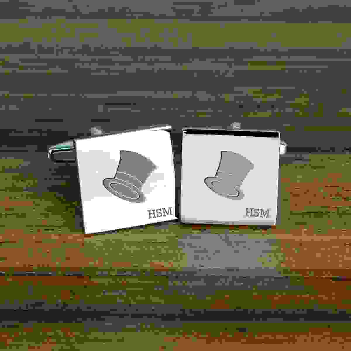 Personalised Silver Top Hat Cufflinks