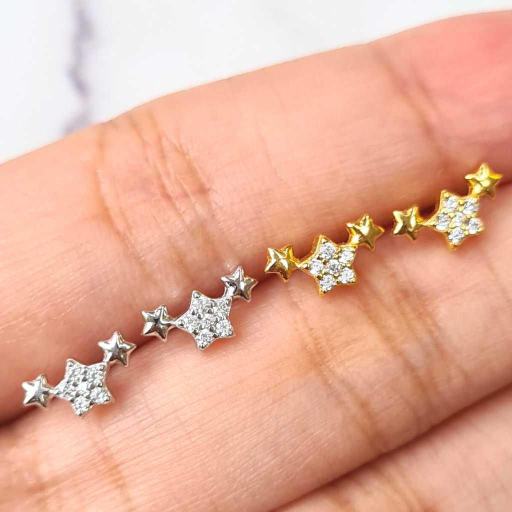 Boucles d'oreilles Trio d'étoiles en or