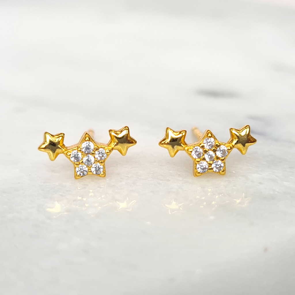 Boucles d'oreilles Trio d'étoiles en or