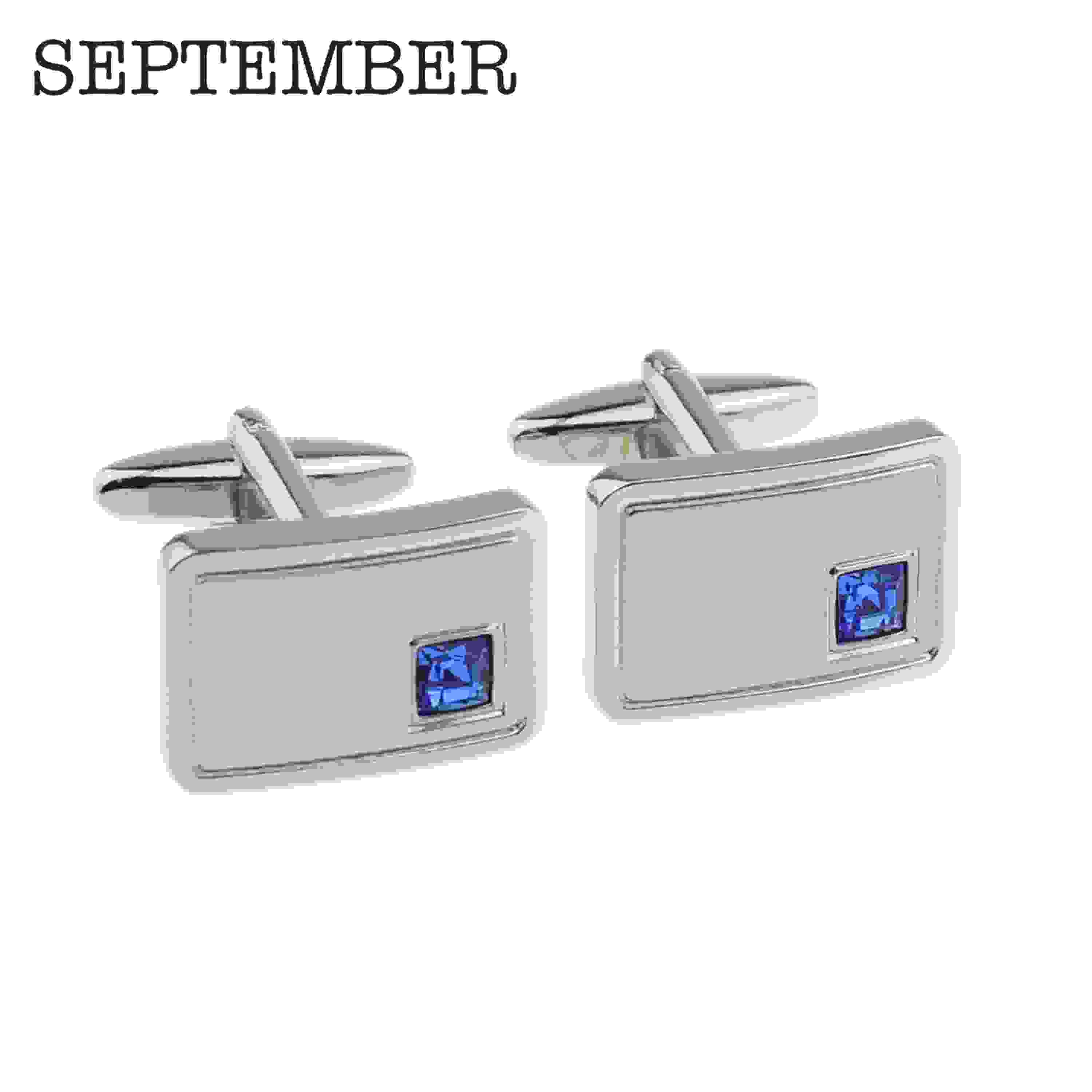 Personalised Rhodium Plated Birthstone Crystal Cufflink Set