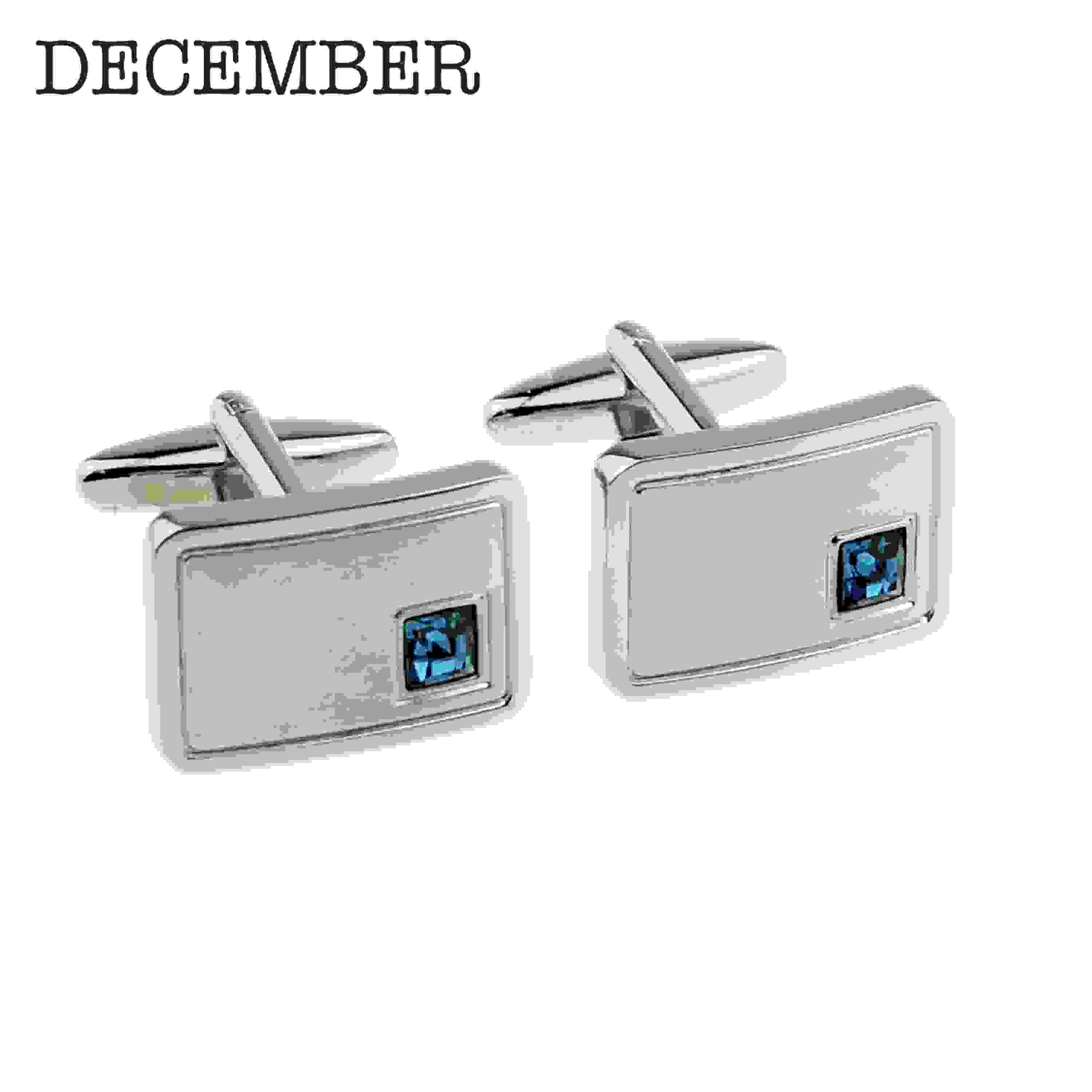 Personalised Rhodium Plated Birthstone Crystal Cufflink Set