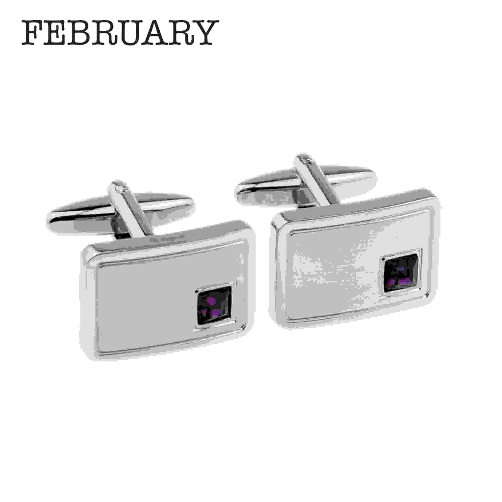 Personalised Rhodium Plated Birthstone Crystal Cufflink Set