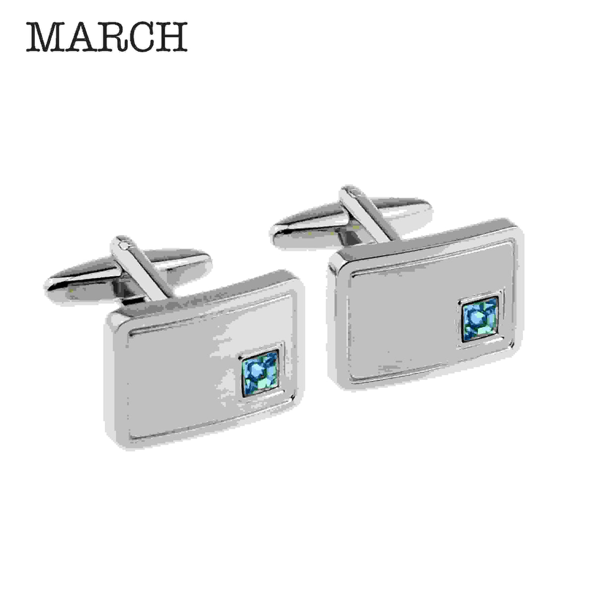 Personalised Rhodium Plated Birthstone Crystal Cufflink Set