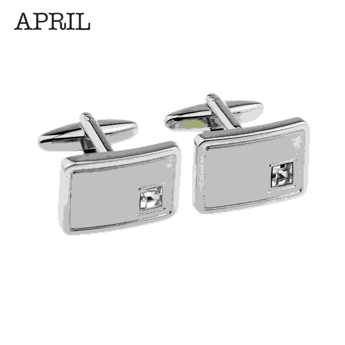 Personalised Rhodium Plated Birthstone Crystal Cufflink Set
