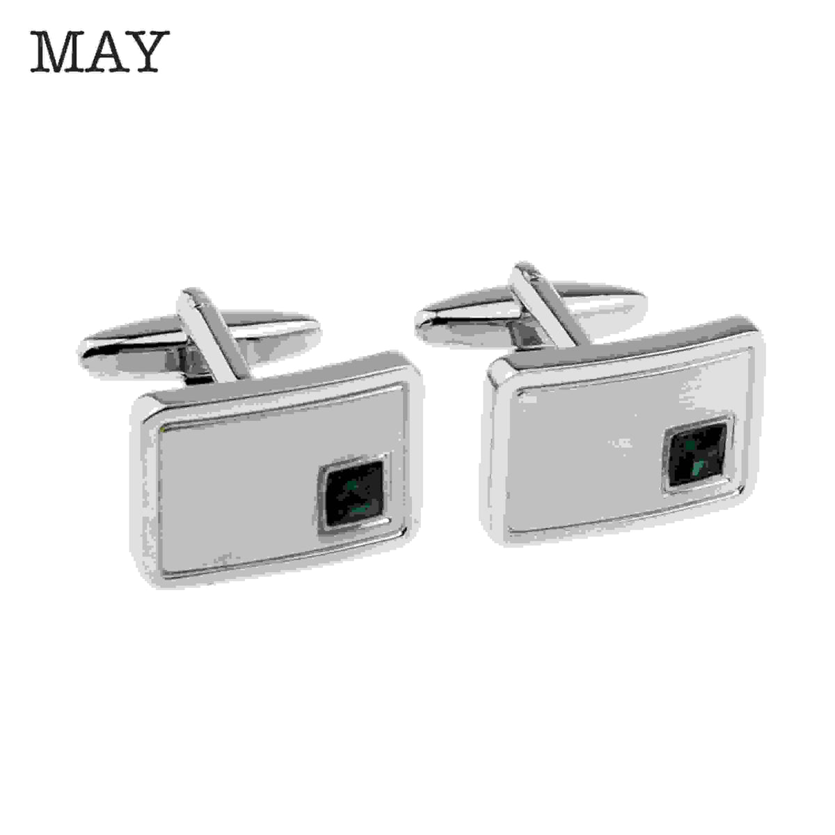 Personalised Rhodium Plated Birthstone Crystal Cufflink Set