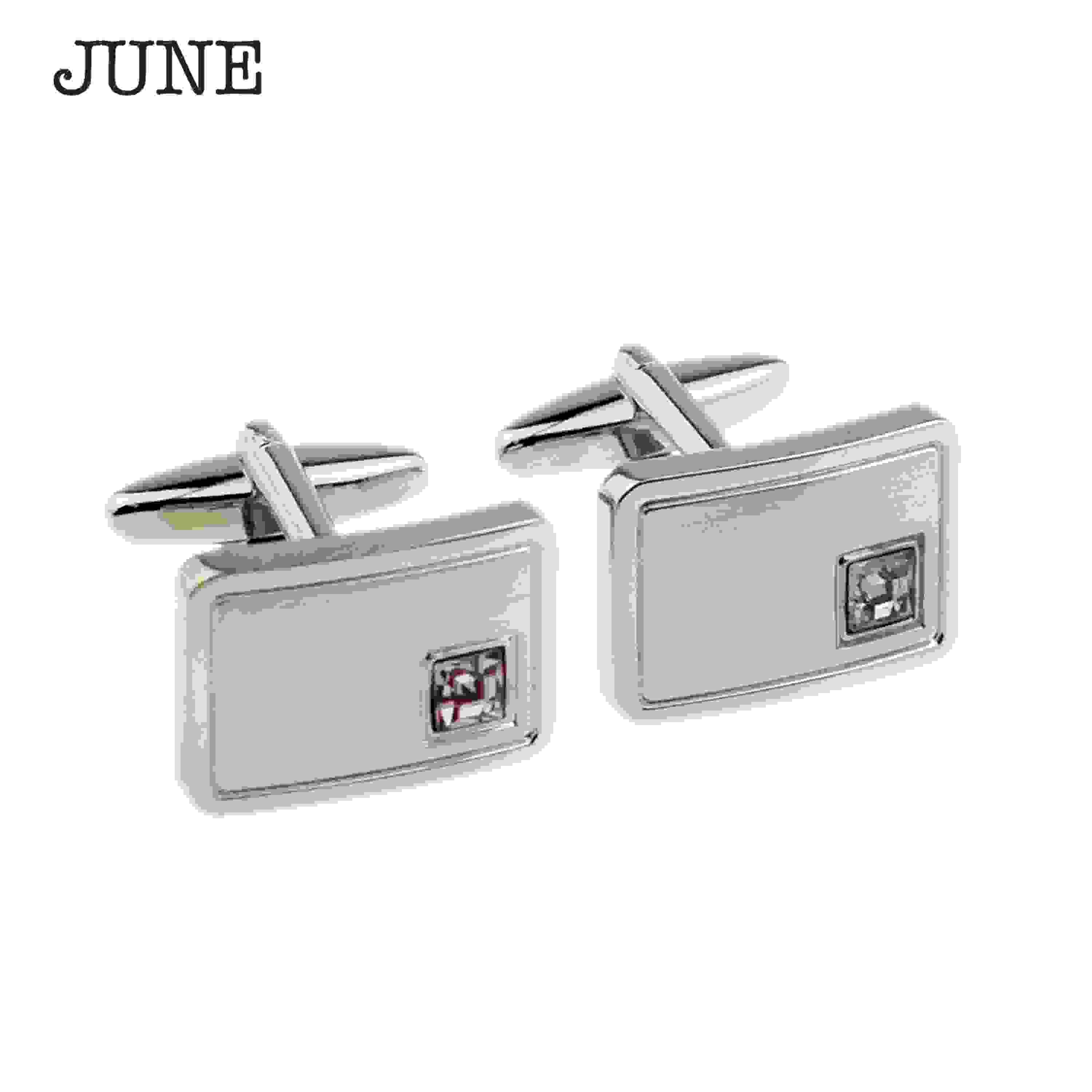 Personalised Rhodium Plated Birthstone Crystal Cufflink Set
