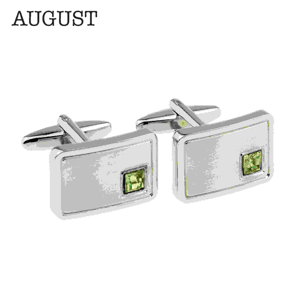 Personalised Rhodium Plated Birthstone Crystal Cufflink Set