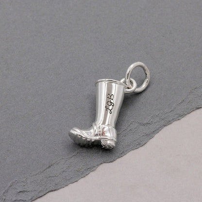 Welly Boot Personalised Silver Charm