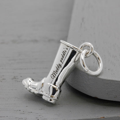 Welly Boot Personalised Silver Charm