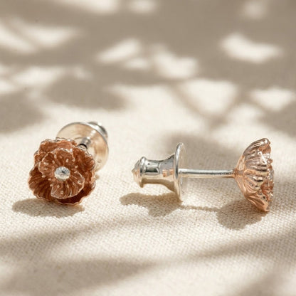 Poppy Silver & Rose Gold Vermeil Studs