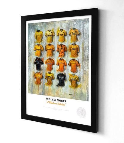 Wolves A3 Framed Print – Iconic Gold & Black Shirt Wall Art
