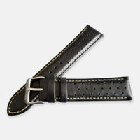 Black And Yellow Leather Rally Watch Strap - SJR London Timepiece