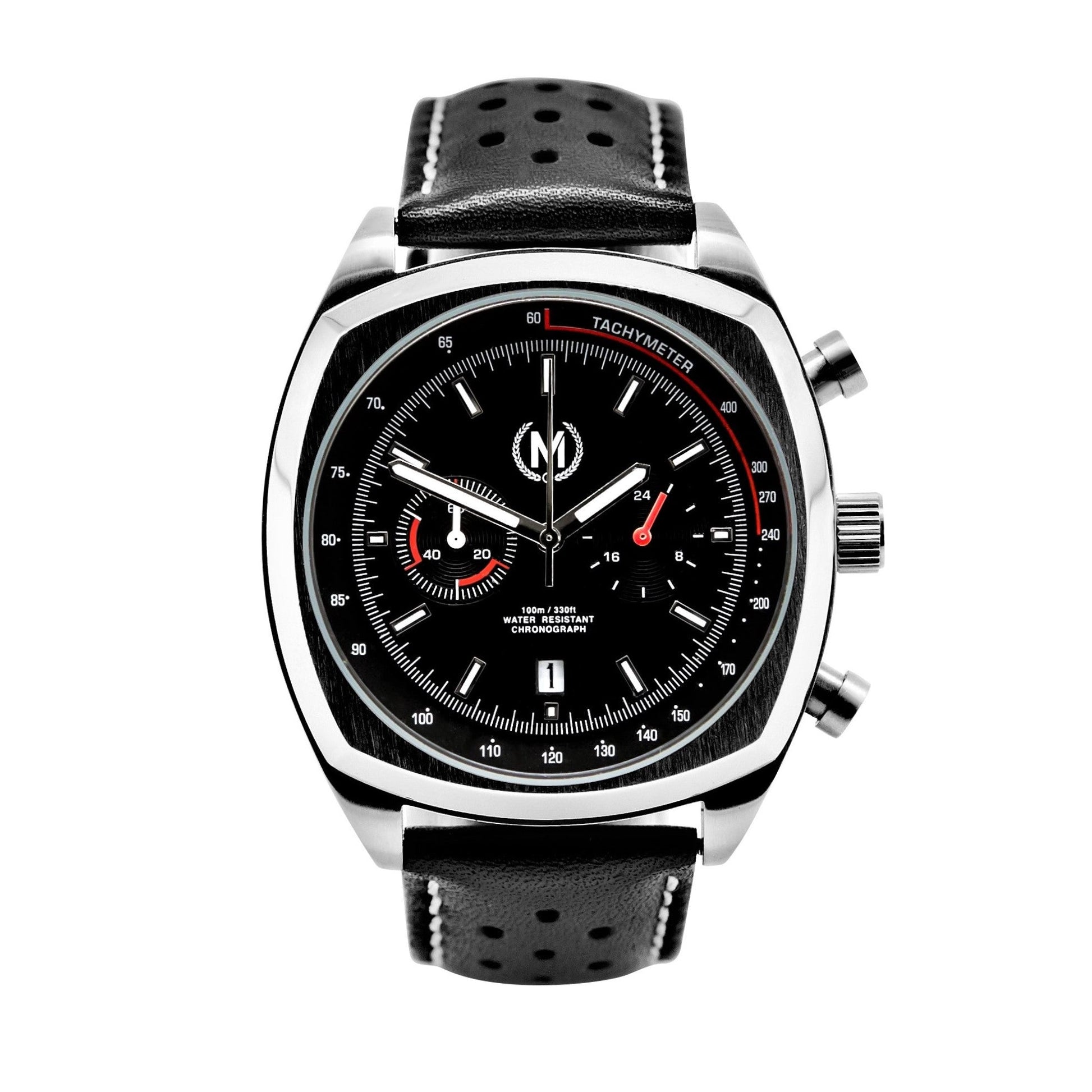 Black Leather Rally Watch Strap - SJR London Timepiece
