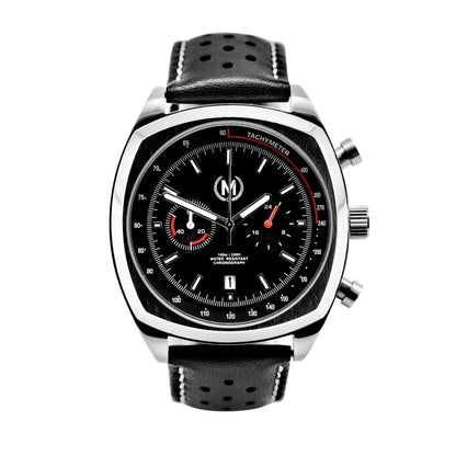 Black Leather Rally Watch Strap - SJR London Timepiece